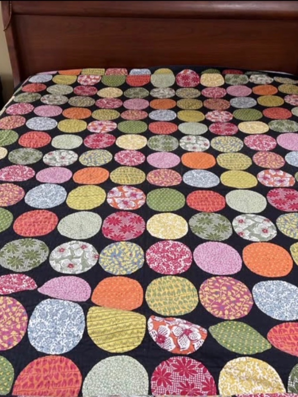 Garnet Hill Johanna Quilt Queen, black, multi colored. Used minimally.
